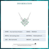 925 Sterling Silver Light Green Four-leaf Clover Pendant Necklace Lucky Neck Chain for Women Trendy Fine Jewelry