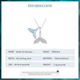 925 Sterling Silver Sky Blue Enamel Whale Tail Pendant Necklace Double Fish Tail Neck Chain for Women Fine Jewelry