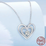 925 Sterling Silver Sparkling Double Heart Pendant Necklace Dancing Heart Neck Chain for Women Valentine's Day Gift