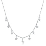 925 Sterling Silver Stackable Stars Choker Necklace Short Chain Necklace for Women Wedding Engagement Fine Jewelry