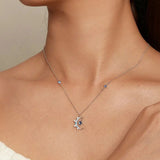 925 Sterling Silver Star and Moon Pendant Necklace Forever Love Neck Chain for Women Valentine's Day Fine Jewelry Gift