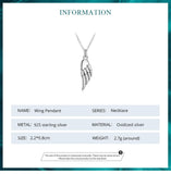 Authentic 925 Sterling Silver Angel Wing Pendant Necklace for Women Birthday Gift Simple Chic Jewelry