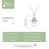 925 Sterling Silver Guardian Angel Chain Necklace White Enamel Jewelry Gift for Health Professional