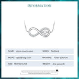 Infinity Love Family Forever Short Chain Necklace for Women Clear CZ 925 Sterling Silver Fashion Jewlery