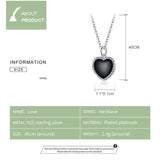 925 Sterling Silver Black Heart Love Pendant Vintage Necklace Women Statement Collares Jewelry Gift Noble