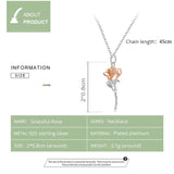 Sterling Silver 925 Graceful Rose Pendant Necklace for Women Chain Necklaces Plated platinum Jewelry