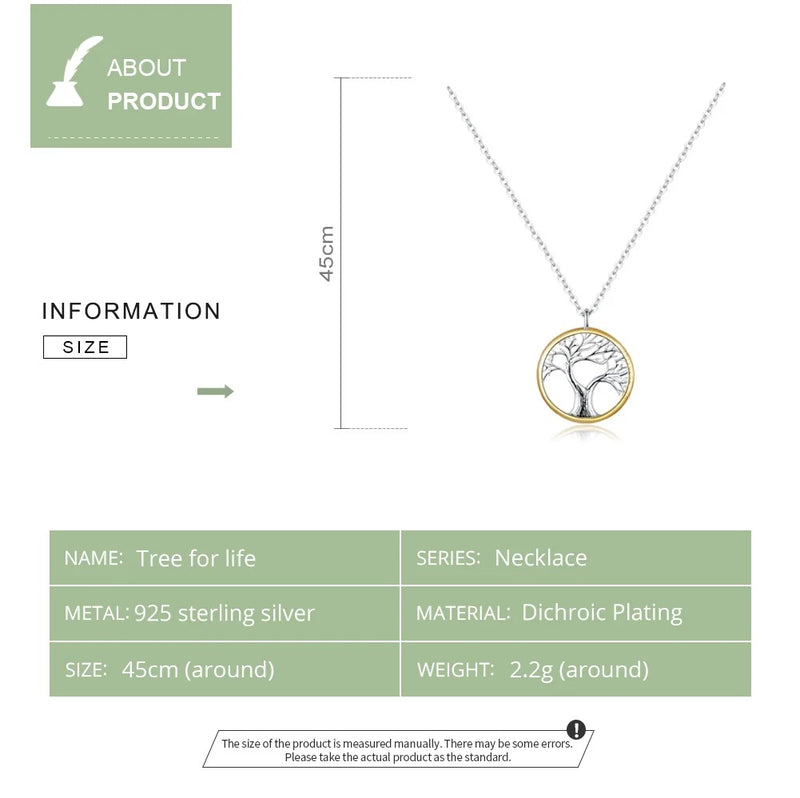 Tree of Life Pendant Necklace for Women Sterling Silver 925 Family Chain Necklaces Luxury Bijoux Collar Gifts