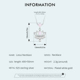 925 Sterling Silver Lotus Pendant Necklace Pink Opal Flower Neck Chain for Women Engagement Birthday Fine Jewelry Gift