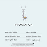 925 Sterling Silver Cute Alpaca Pendant Necklace Animal Charms Neck Chain for Women Birthday Gift Zircon Fine Jewelry