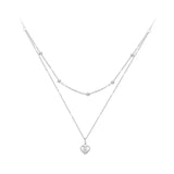 925 Sterling Silver Heart Pendant Necklace for Women Gold Double Layer Choker Female Fine Jewelry