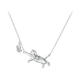 925 Sterling Silver Lovely Cat Pendant Necklace Flying Butterfly Neck Chain for Women Girls Daily Wearing Fine Jewelry