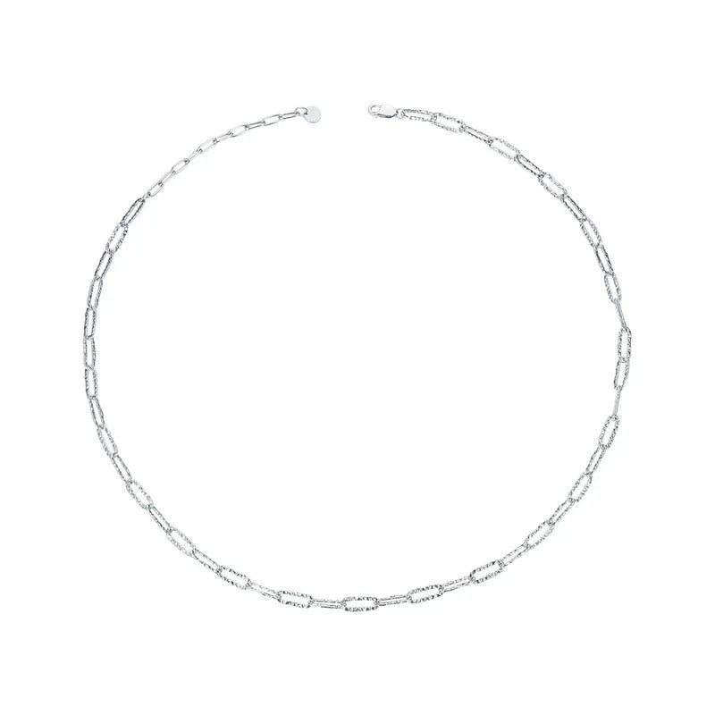 925 Sterling Silver Punk Style Stackable Basic Chain Link Square Buckle Necklace for Women Party Fine Jewelry