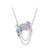 Rainbow Necklaces for Women, 925 Sterling Silver Butterfly & Dragonfly Pendant Necklace Jewelry Gift for Women