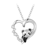 925 Sterling Silver Baby Panda Crystal Necklace Enamel Cute Animal Charm Chain Link for Women Gift