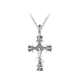 925 Sterling Silver Vintage Pattern Cross Pendant Necklace Crucifix Charms Fit Women Original Necklace DIY Fine Jewelry