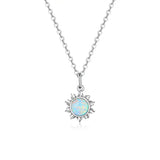 925 Sterling Silver White Opal Sun Pendant Necklace Apollo Chain Necklaces for Women Birthday Gift Jewelry