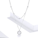 925 Sterling Silver Coin Pendant Double Layer Necklace Stackable Star Neck Chain for Women Birthday Fine Jewelry