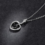 925 Sterling Silver Mysterious Creative Snake Necklace Heart Black Gem Pendant Necklace for Women Party Fine Jewelry