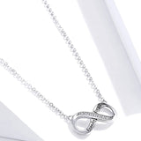 Infinity Love Family Forever Short Chain Necklace for Women Clear CZ 925 Sterling Silver Fashion Jewelry