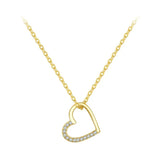 Genuine 925 Sterling Silver The shape of love Chain Necklace for Women, Godl Plated Heart Necklace 3 Color 18.11''