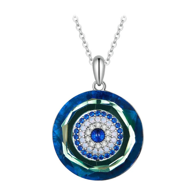 925 Sterling Silver Angel Ring Devil's Eye Pendant Necklace Tree of Life Neck Chain for Women Platinum Plated Jewelry