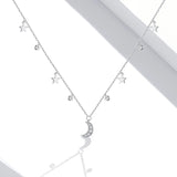 925 Sterling Silver White Moon & Star Pendant Necklace for Women Chain Link Necklaces Silver 925 Jewelry