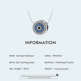 925 Sterling Silver Blue Crystal Evil Eye Necklace Lucky Eye Neck Chain for Women Birthday Gift Fine Jewelry