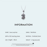 925 Sterling Silver Love Gift Box Dangle Ball Pendant Necklace Pink Heart Zircon Neck Chain for Women Fine Jewelry