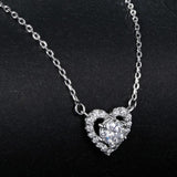 925 Sterling Silver Heart Moissanite Pendant Necklace 0.5CT D Color Brilliant Round Cut Lab Created Diamond for Women