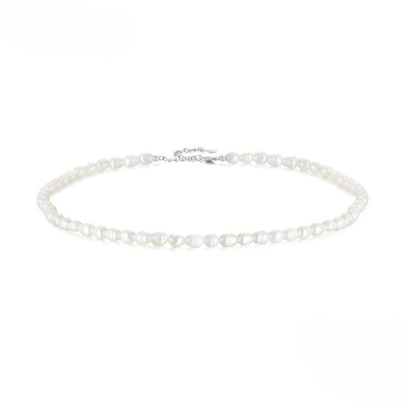 925 Sterling Silver Natural Pearl Necklace Irregular Fresh Water Pearl Neck Chain for Women Elegent Fine Jewelry