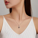 925 Sterling Silver Mysterious Creative Snake Necklace Heart Black Gem Pendant Necklace for Women Party Fine Jewelry