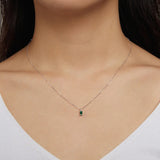 925 Sterling Silver Green Zircon Pendant Necklace for Women Fine Jewelry Plated Gold Link Chain Women Jewelry Gift 17.3''