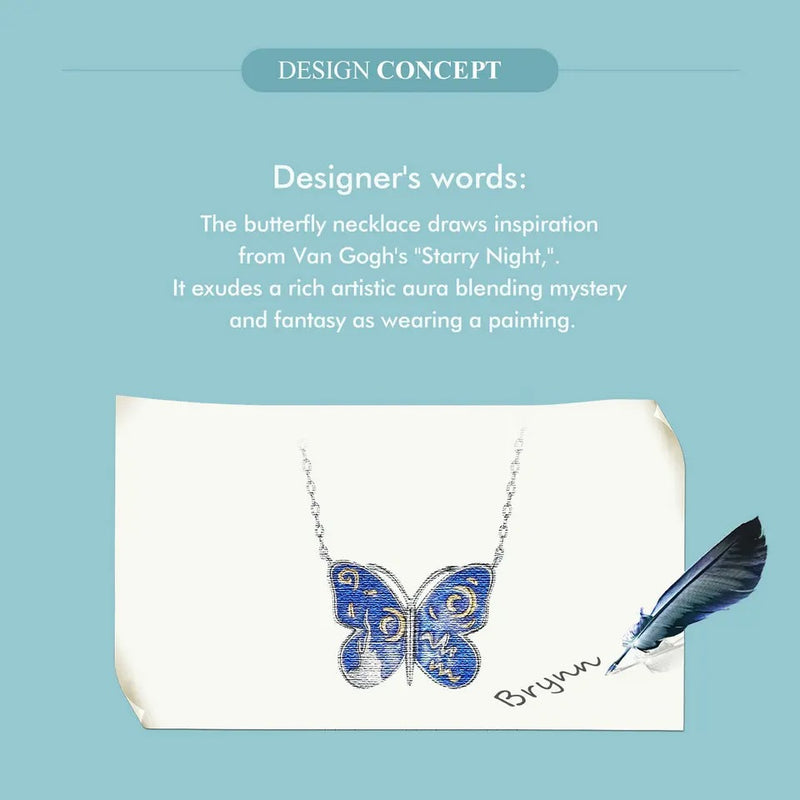 Gold Plated Dainty Pendant Necklace for Women, 925 Sterling Silver Starry Butterfly Chain Necklace