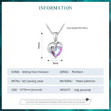 925 Solid Sterling Silver Pink Melted Heart Pendant Necklace for Women Platinum Plated Valentine's Day Gift