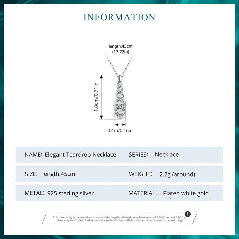 925 Sterling Silver Elegant Teardrop Necklace for Women, Gold Plated Dainty Pendant Jewelry Gifts for Birthday/Valentine