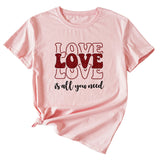 Love Love Love Letter Casual Crewneck Short Sleeve Tshirt