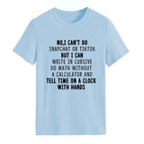 NO I CAN'T DO Alphabet Crew Neck Loose Short Sleeve Large Size T-Shirt