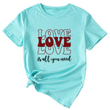 Love Love Love Letter Casual Crewneck Short Sleeve Tshirt