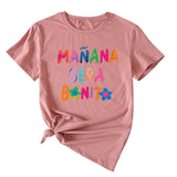 MANANA SERA Letter Fashion Crew Neck Loose Women's Short Sleeve T-Shirt