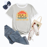 VINTAGE 1984 LIMITED Crew Neck Women's T-Shirt Loose Fun Short Sleeves