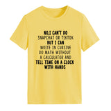 NO I CAN'T DO Alphabet Crew Neck Loose Short Sleeve Large Size T-Shirt