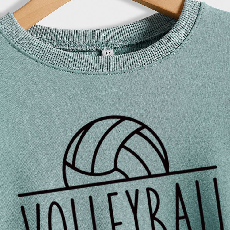VOLLEYBALL MOM Loose Bottom Long-sleeved Round Neck Sweater for Women