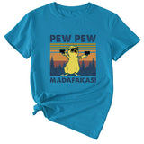 PEW PEW MADAFAKAS Fun Pattern Casual Short Sleeve T-shirt