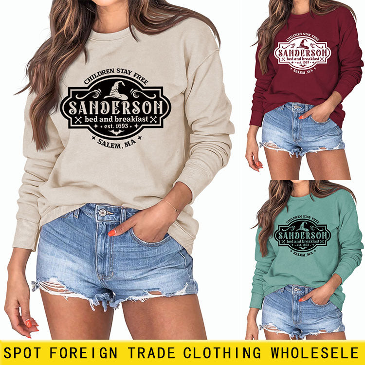 CHILDREN STAY FREE Round Neck Loose Long Sleeve Ladies Sweater