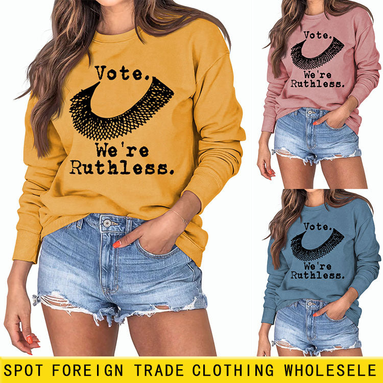 Wote We're Ruthless Women's Round Neck Long-sleeved Sweater