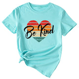 Letter be kind Fun Pattern Loose Large Short Sleeve T-shirt Top