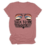 TALK TO ME GOOSE Summer Letter Print Crew Neck Short Sleeve T-Shirt