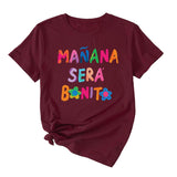 MANANA SERA Letter Fashion Crew Neck Loose Women's Short Sleeve T-Shirt