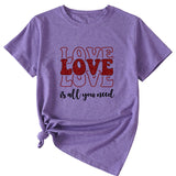 Love Love Love Letter Casual Crewneck Short Sleeve Tshirt