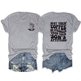 MAY YOUR COFFEE Printed short-sleeved casual loose T-shirt women